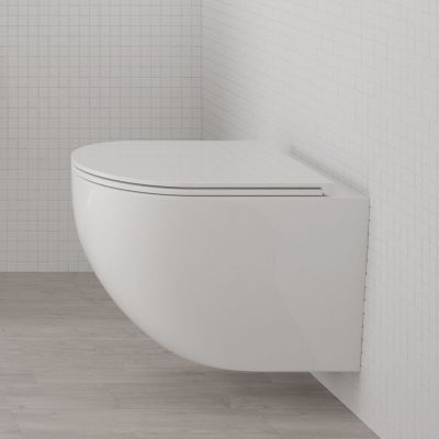 Zestaw Oltens Hamnes Kort miska WC wisząca PureRim SmartClean z deską wolnoopadającą biały 42534000