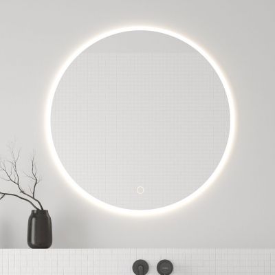 Oltens Nordlis lustro 80x80 cm okrągłe z oświetleniem z przodu z matą grzewczą 64101000