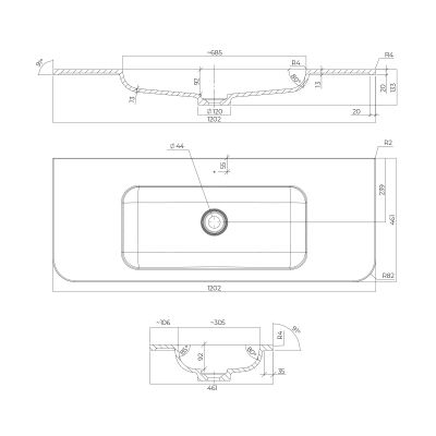 Oltens Hamnes umywalka 120x46,1 cm prostokątna meblowa LavaForm biały mat 40215900