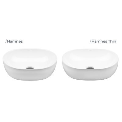 Oltens Hamnes Thin umywalka 60,5x41,5 cm nablatowa owalna biała 40320000