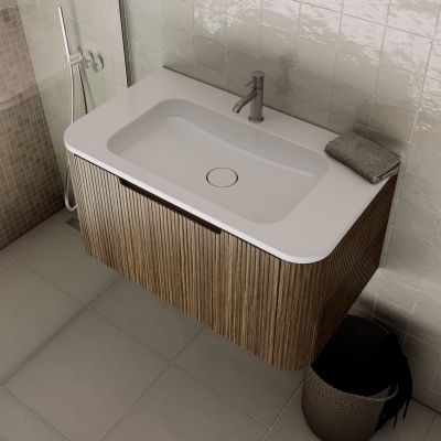 Oltens Hamnes umywalka 60x46,1 cm prostokątna meblowa LavaForm biały połysk 40212000