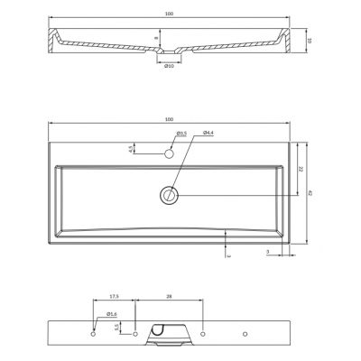 Omnires M+ umywalka 100x42 cm prostokątna ścienna-nablatowa biała THASOS1000BP