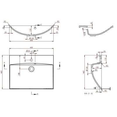 Oristo Amelia umywalka 60x46 cm meblowa prostokątna biała UME-AM-60-92