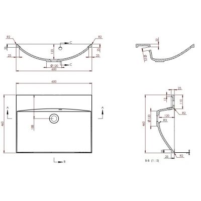 Oristo Uni umywalka 60x46,5 cm prostokątna meblowa biała UME-AM-60-92-BO