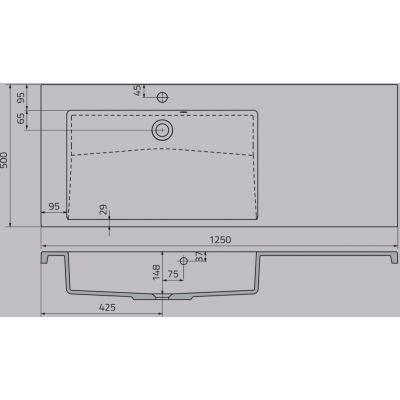 Oristo Brylant umywalka 125x50 cm meblowa prostokątna lewa biała UME-BR-125-92-L
