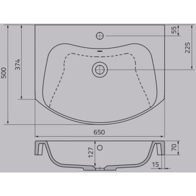 Oristo Flow umywalka 65x50 cm meblowa biała UME-FL-65-92