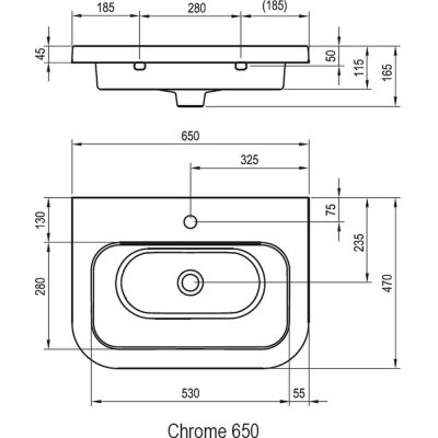 Ravak Chrome umywalka 65x47 cm półokrągła biała XJG01165000
