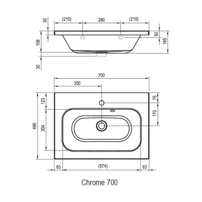 Ravak Chrome umywalka 80x49 cm prostokątna biała XJG01180000