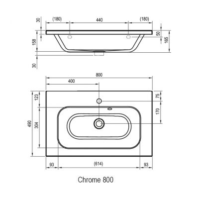 Ravak Chrome umywalka 80x49 cm prostokątna biała XJG01280000