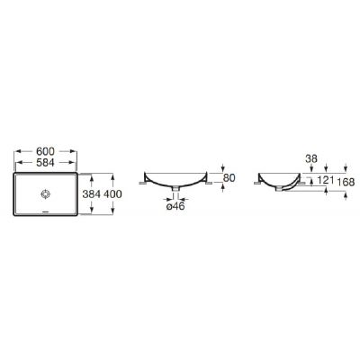 Roca Ona umywalka 60x40 cm prostokątna wpuszczana biała A32768MS00