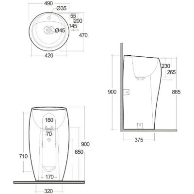 Rak Ceramics Rak Cloud umywalka 49,5x47 cm wolnostojąca biała mat CLOFS5001500A