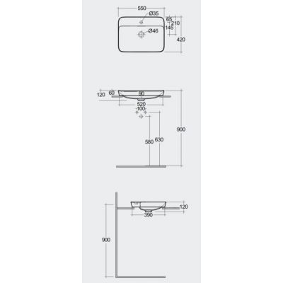 Rak Ceramics Variant umywalka 55x42 cm prostokątna wpuszczana biała VARDI55501AWHA