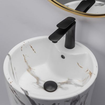 Rea Blanka Marble umywalka 40x40x85 cm wolnostojąca okrągła imitacja kamienia REA-U8704