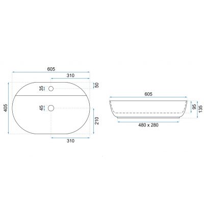 Rea Aura Ecru Shiny umywalka 60,5x40,5 cm owalna nablatowa ecru REA-U4589
