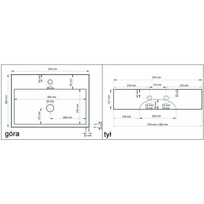 Rea Valeria umywalka nablatowa 53x36 cm prostokątna biała REA-U0131