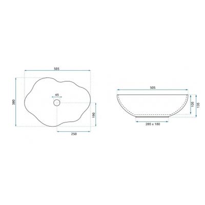 Rea Pearl umywalka 50,5x38 cm nablatowa perłowa REA-U3309