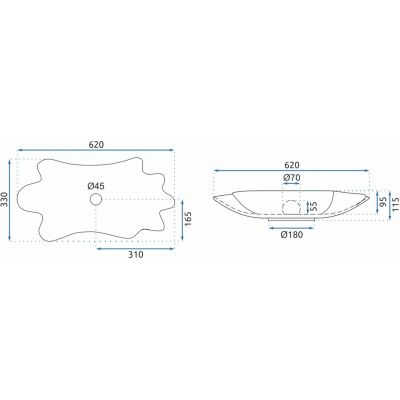 Rea Infinity umywalka 62x33 cm nablatowa biała-złota REA-U3400