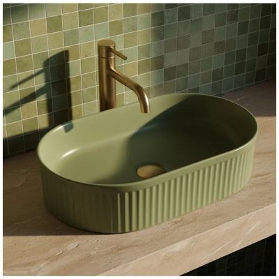 Rea Vanda umywalka 49x31 cm owalna nablatowa zielona REA-U3612