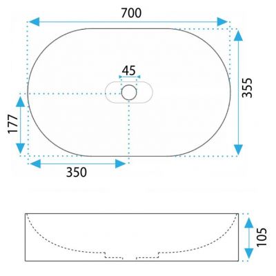 Rea Iris 71 umywalka 70x35,5 cm owalna nablatowa biała REA-U4305