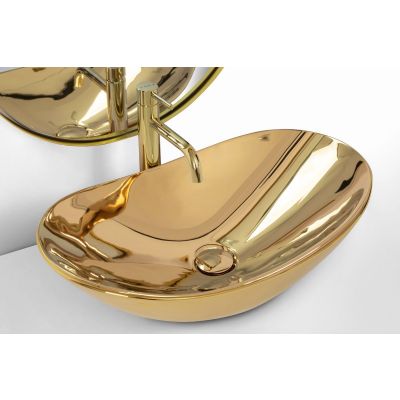 Rea Royal Gold umywalka 62x36 cm nablatowa owalna złota REA-U4545