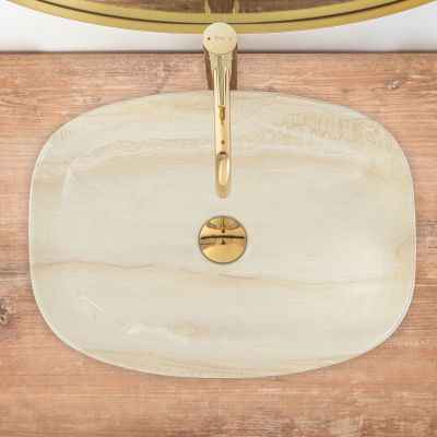 Rea Freja umywalka 50x38 cm nablatowa prostokątna kamień REA-U5678