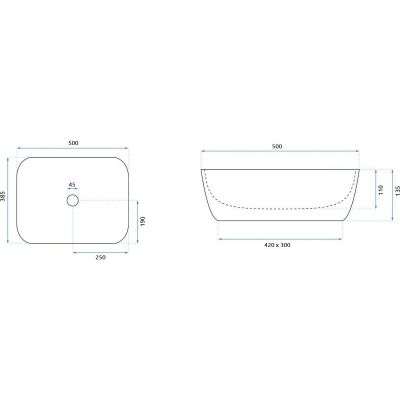 Rea Freja umywalka 50x38 cm nablatowa prostokątna kamień REA-U5678