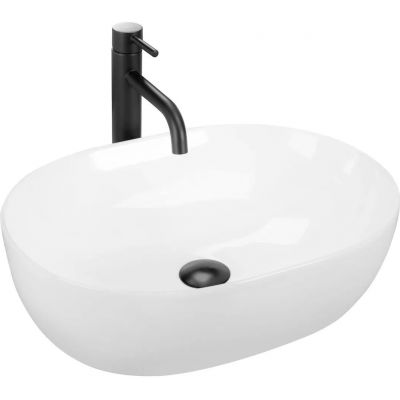 Rea Lisa umywalka 49x35 cm owalna nablatowa biała REA-U6022