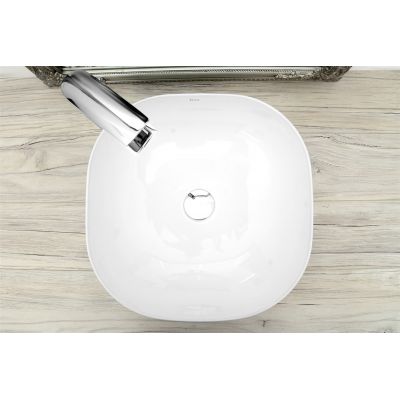 Rea Gracja Slim umywalka 42,3 cm kwadratowa nablatowa biała REA-U6301