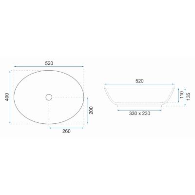 Rea Margot umywalka 52x40 cm nablatowa owalna złoty/zielony REA-U8462