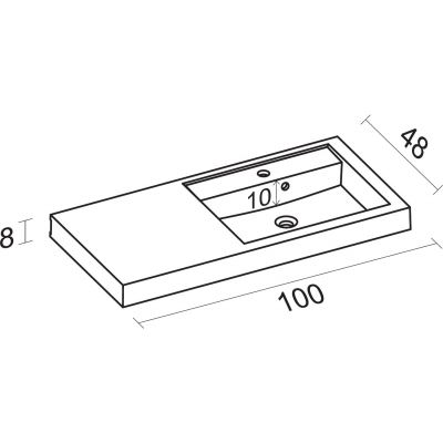 Riho Bologna umywalka 100x48 cm meblowa prostokątna lewy blat biała F7BO1100481111