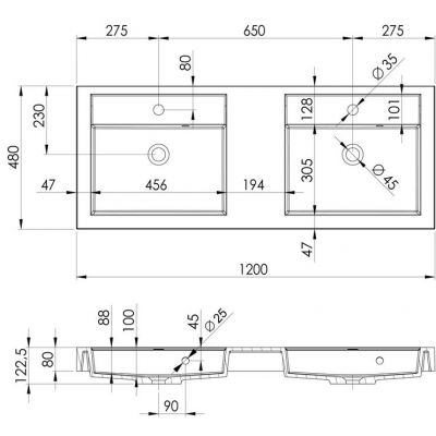 Riho Bologna umywalka 120x48 cm biała F7BO112048122