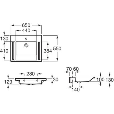 Roca Dostępna Łazienka umywalka 65x55 cm prostokątna dla niepełnosprawnych biała A2W8003000