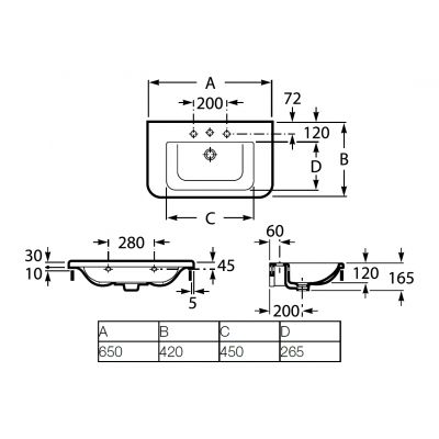Roca Cala umywalka 65x42 cm ścienna Maxi Clean A32742500M