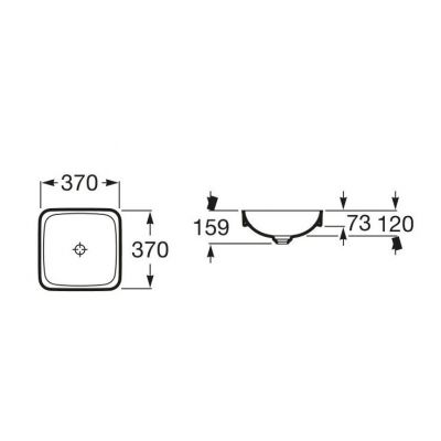 Roca Inspira Square umywalka 37 cm wpuszczana kwadratowa biała A32753R000