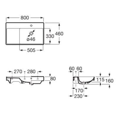 Roca Ona umywalka 80x46 cm prostokątna meblowa biała A327688004