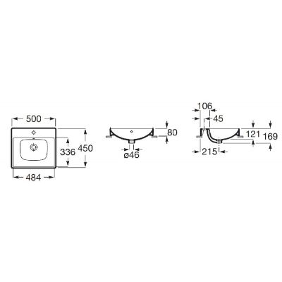 Roca Ona umywalka 50x45 cm prostokątna nablatowa biała A32768L000