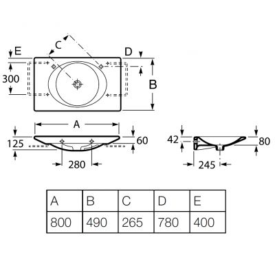 Roca Kalahari umywalka 80x49 cm ścienna biała A32787800H