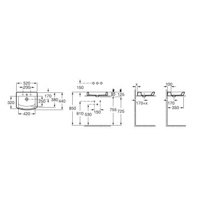 Roca Hall umywalka 52x44 cm nablatowa Maxi Clean A32788200M
