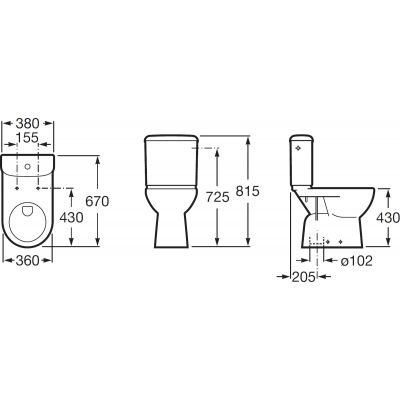 Roca Dostępna Łazienka kompakt WC dla niepełnosprawnych biały A342237000