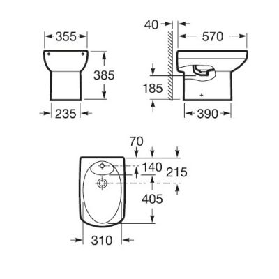 Bidet stojący z powłoką Maxi Clean Roca Dama Senso Compacto & Square A35751700M