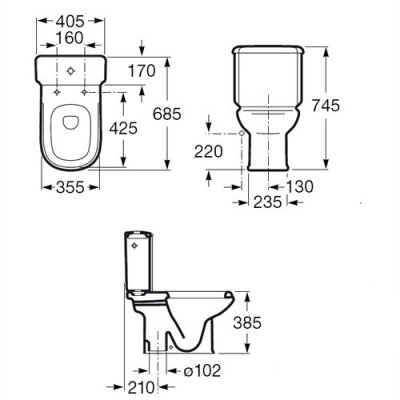 Roca Dama Retro miska WC kompaktowa A342324003