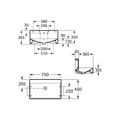 Umywalka nablatowa 75 cm Roca Diverta A327112000