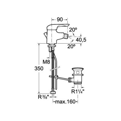 Bateria bidetowa sztorcowa Roca Monojet-N A5A6039C00