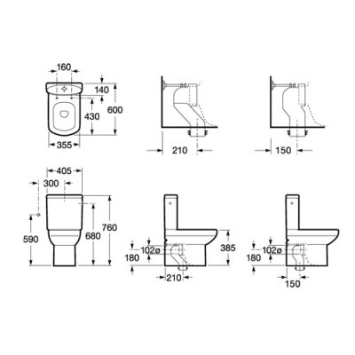 Miska kompaktowa z powłoką Maxi Clean Roca Dama Senso Compacto & Square A34251800M