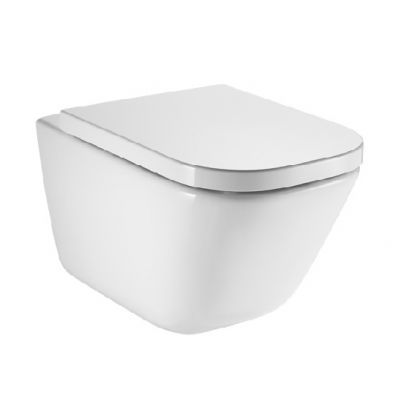 Zestaw Roca Gap miska WC wisząca Rimless MaxiClean z deską wolnoopadającą biała (A34647L00M, A80148200U)