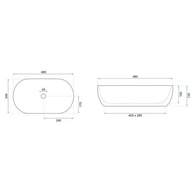 Rea Amelia umywalka 48x34,5 cm owalna nablatowa beż REA-U8480