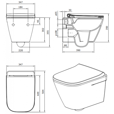 Sanindusa Look miska WC z deską wolnoopadającą wisząca bez kołnierza czarny mat 134936264