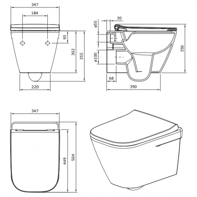 Sanindusa Look miska WC z deską wolnoopadającą wisząca bez kołnierza biały mat 134936604