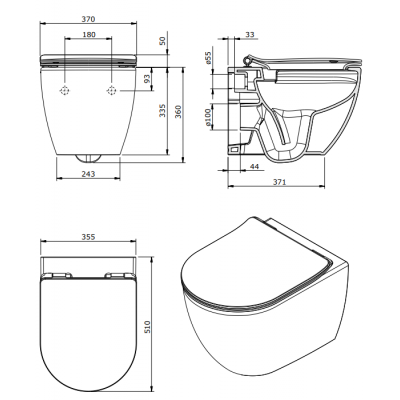 Sanindusa Sanibold miska WC z deską wolnoopadającą wisząca bez kołnierza biały 137938004