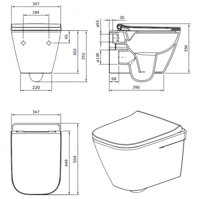 Sanindusa Look miska WC z deską wolnoopadającą wisząca bez kołnierza szary mat 134936154